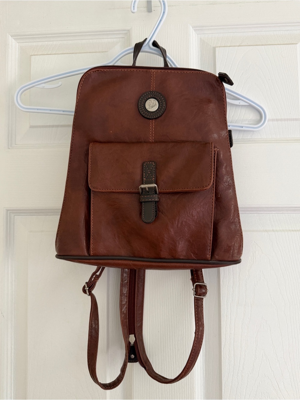 Vintage Mouflan Sacs Brown Synthetic Leather Backpack